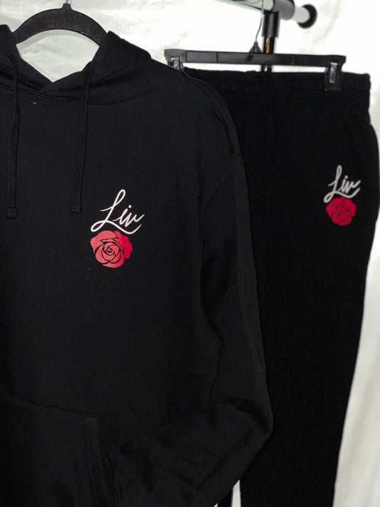 “Black Handwritten Rose” Sweatsuit