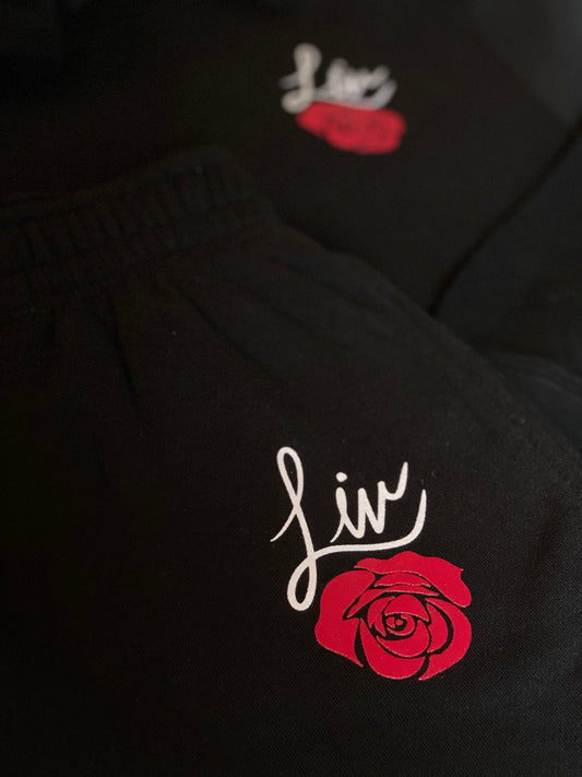 “Black Handwritten Rose” Sweatsuit